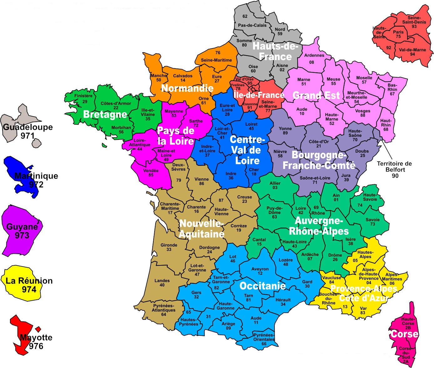 carte des départements de France